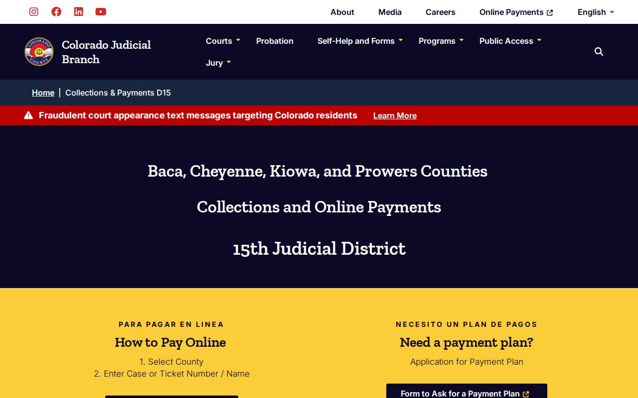 Prowers County traffic warrant court payment information