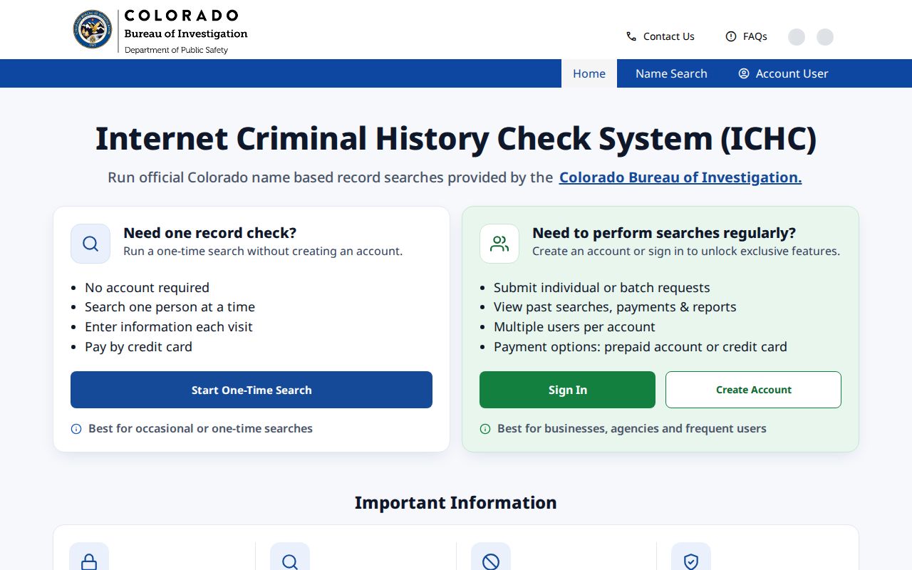 Colorado Bureau of Investigation warning that public checks exclude warrants