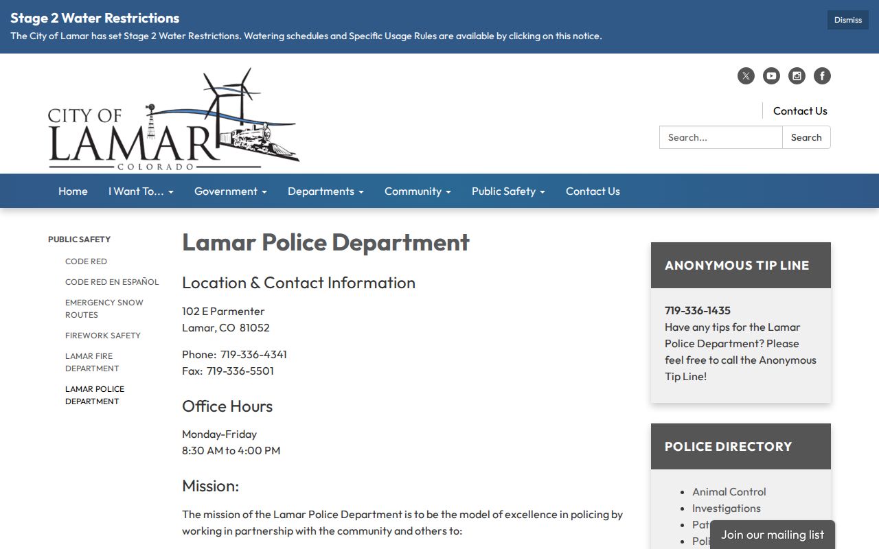 Lamar warrant records police and court contact routes