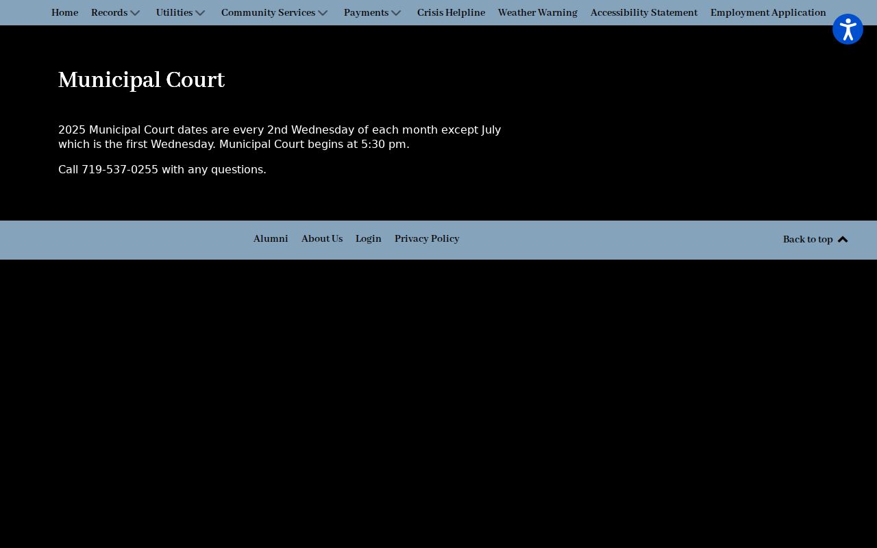 Holly Municipal Court calendar and warrant contact information