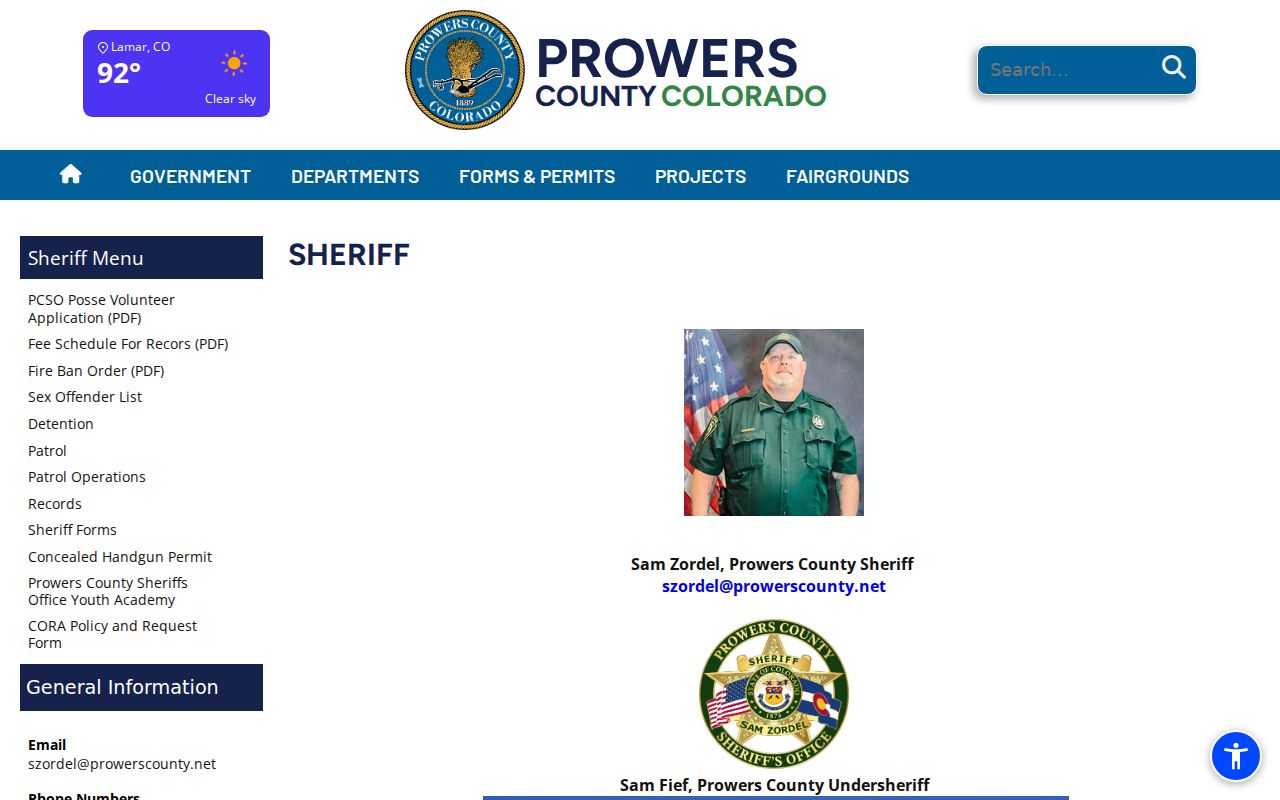 Prowers County Sheriff warrant contact